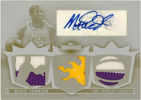 2008 Topps Triple Threads #TTRA-49 Magic Johnson Signed Relic Card (#1/1)